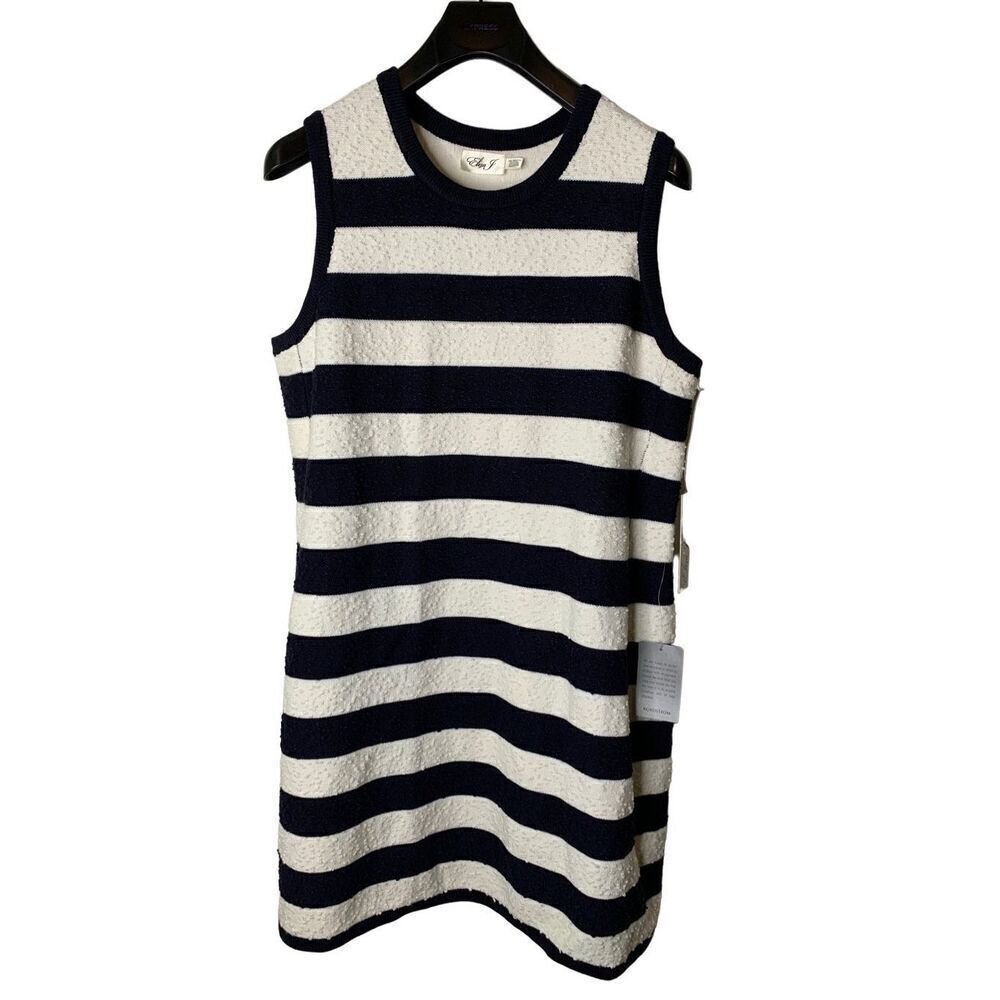 Eliza J striped sleeveless dress ivory navy women's size XXL NEW NWT